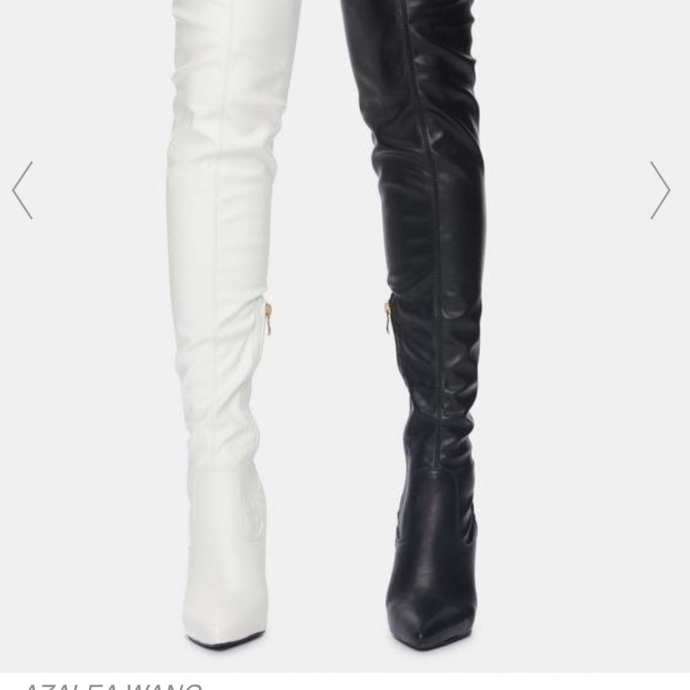Black and white Boots MADISON BELTED STILETTO CHAP BOOTS